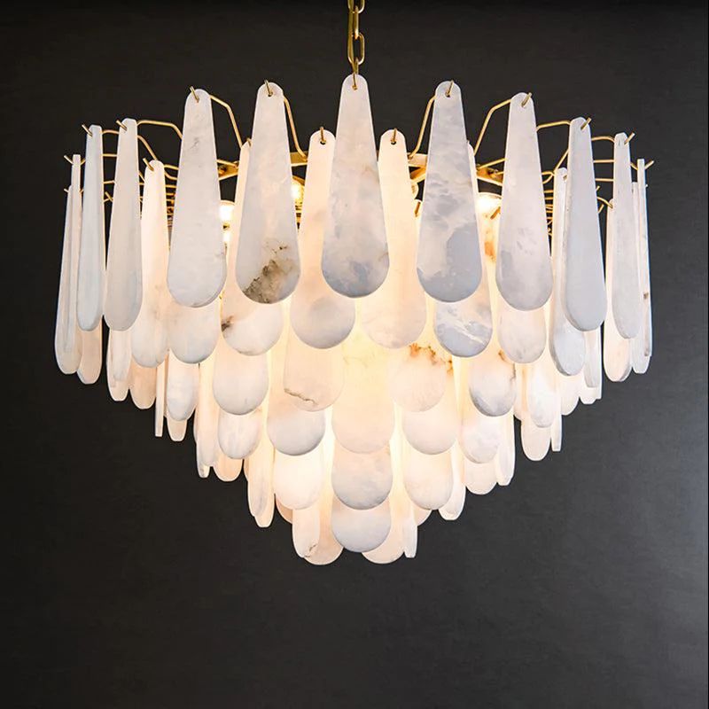 Alabaster Feathery Chandelier  rbrights 31.5" D  