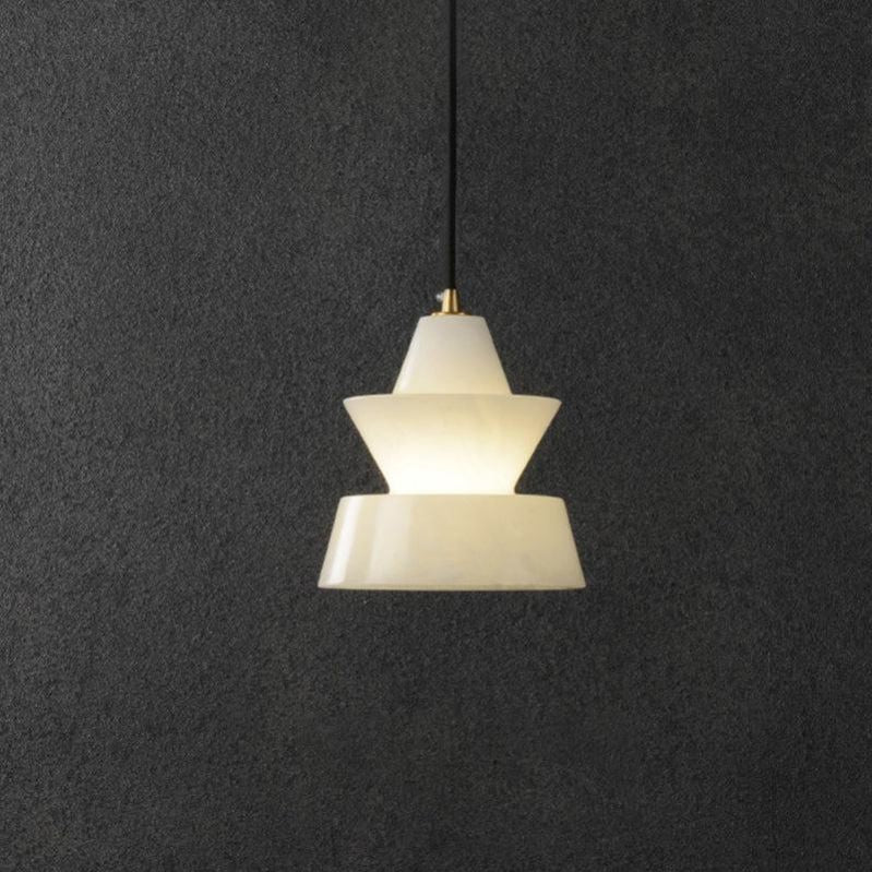 Alabaster Hat Pendant Light Over Nightstand 吊灯 rbrights Style B  