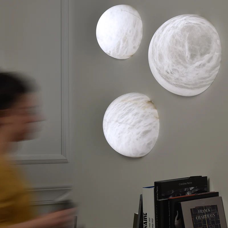 Alabaster Hemisphere Wall Sconce  rbrights   