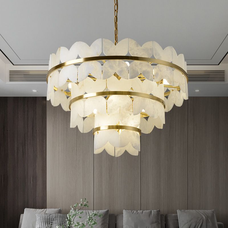 Alabaster Multi-Layer Butterfly Round Chandelier 吊灯 rbrights   
