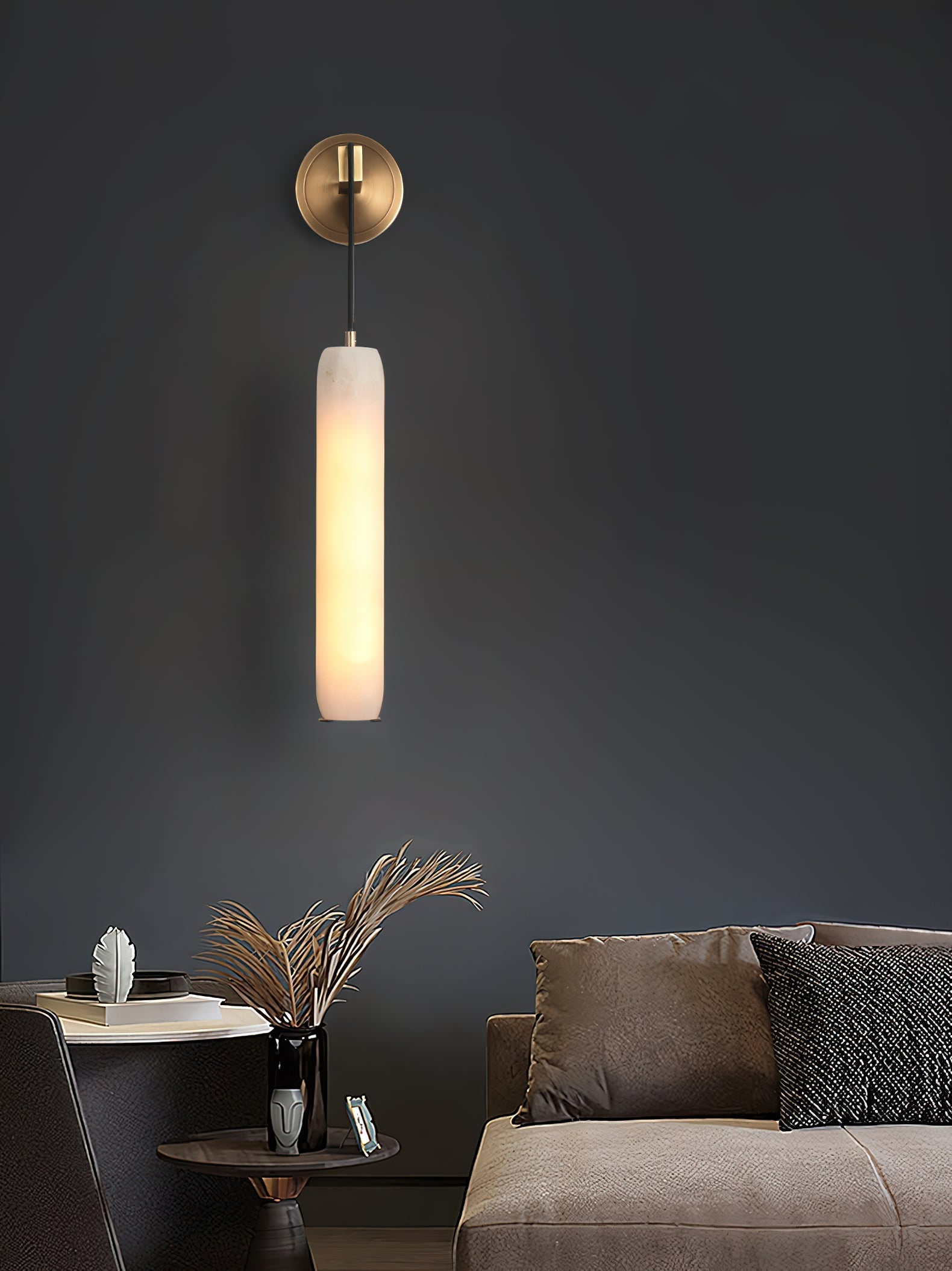 Wrenna Alabaster Flute Wall Lamp