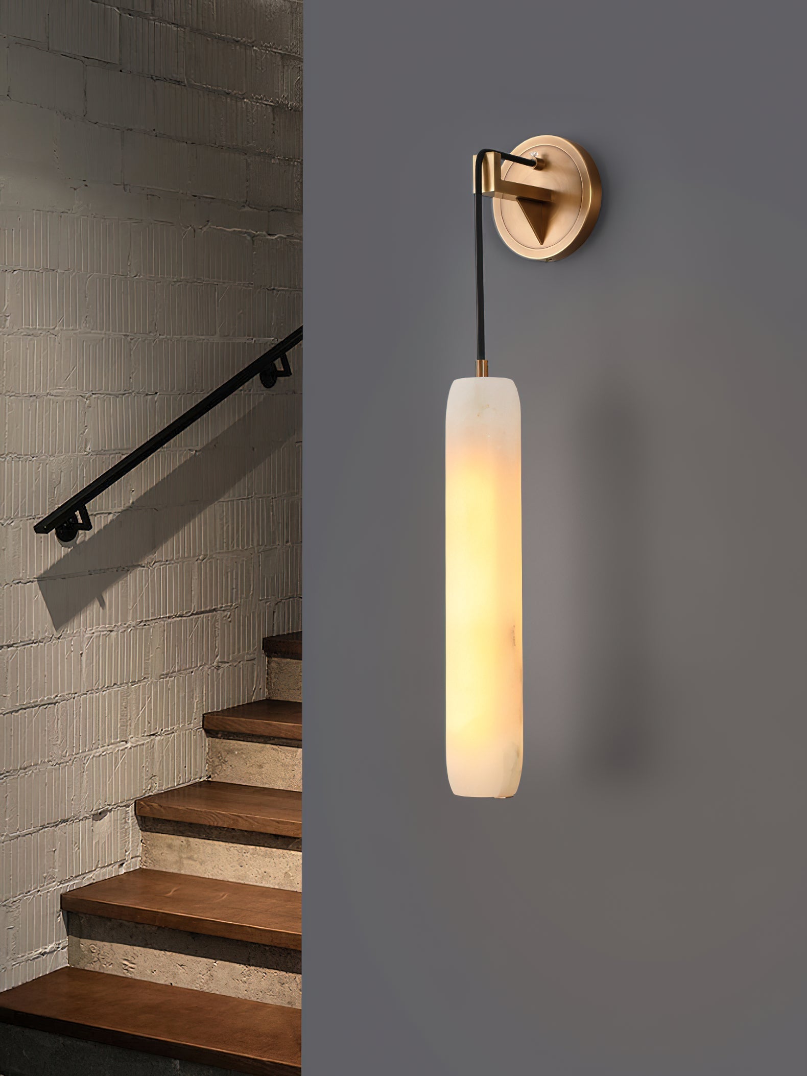 Wrenna Alabaster Flute Wall Lamp