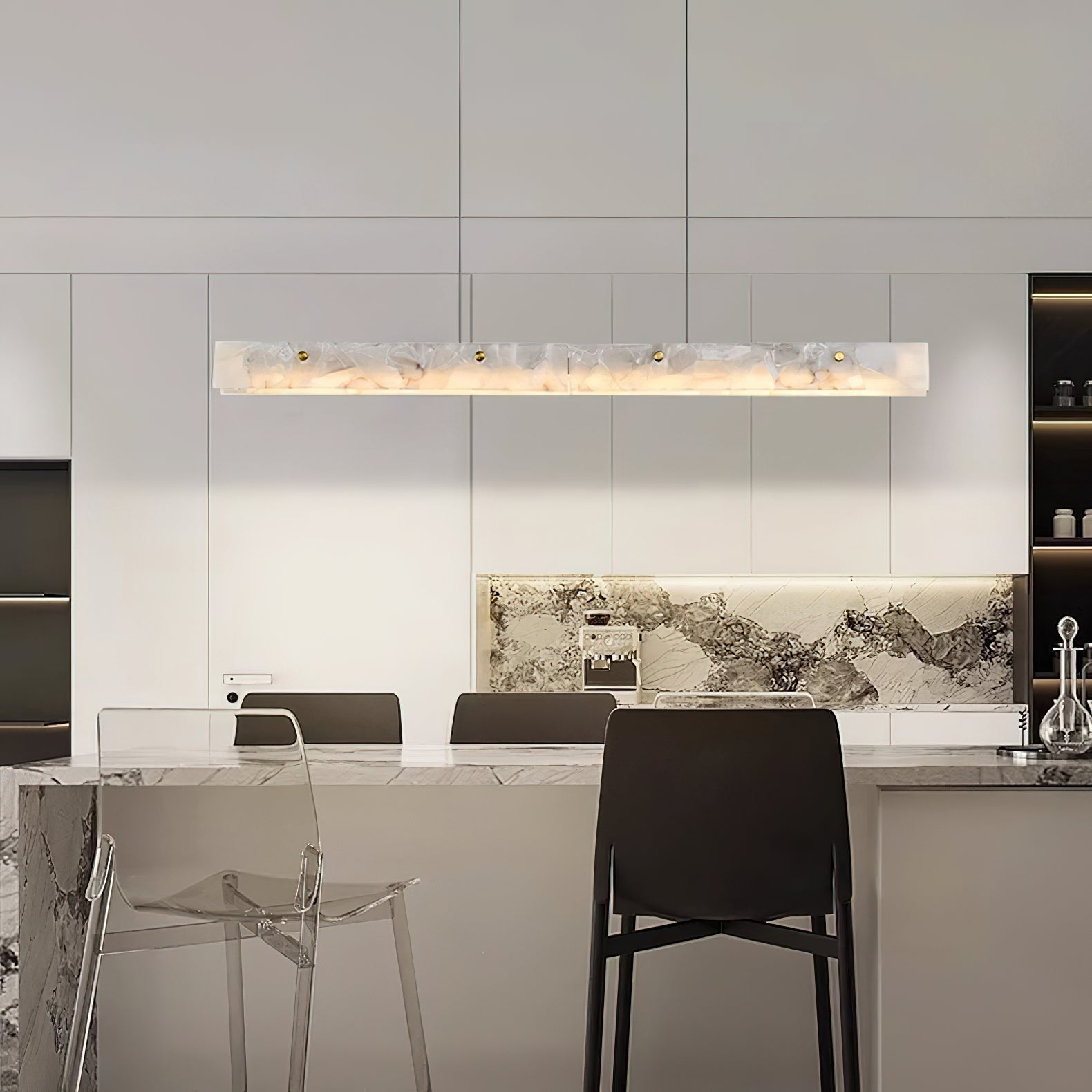 Kaelith Alabaster LED Modern Linear Pendant Light