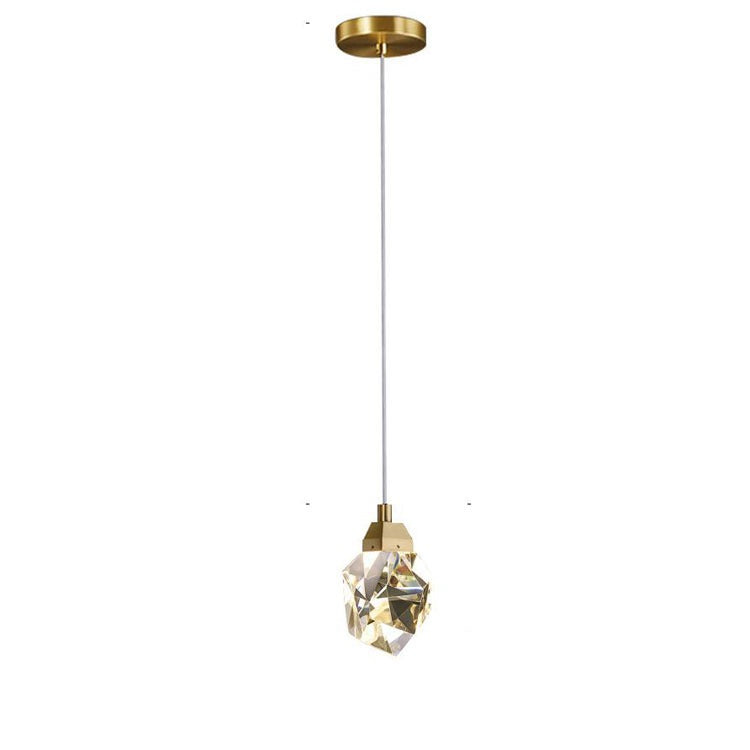 Faceted Crystal Masonry Pendant Light, Brass