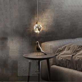 Faceted Crystal Masonry Pendant Light, Brass