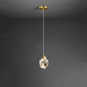 Faceted Crystal Masonry Pendant Light, Brass