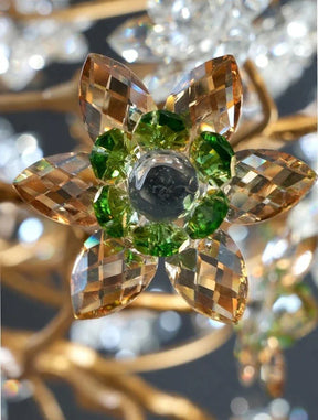 Gilded Branch Floral Brass Crystal Chandelier