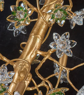 Gilded Branch Floral Brass Crystal Chandelier