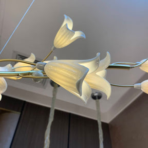 Modern Brass Branch Ceramics Flower Chandelier for Stylish Living Room Hotel and Restaurant - Merlin Lamps