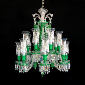 Bacara Inspired Lustre Clear & Green Baccarat Crystal Lighting Chandelier