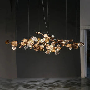 Btria Branch Copper Leaf Linear Chandelier