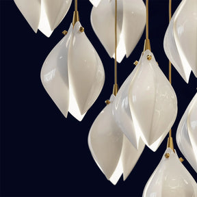 Nordic Magnolia Flower Ceramics Chandelier with Rectangular Canopy