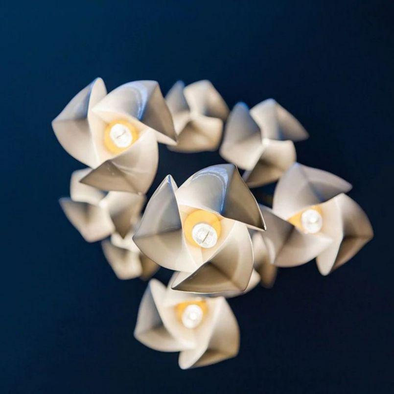 Petal Prism Designer Inspired Large Bloom Ceramic Chandelier - Merlin Lamps