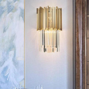 Bourbons Gold Clear Crystal Wall Sconce 18"H