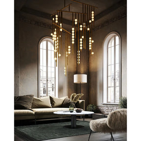 Brass Drop System Chandelier
