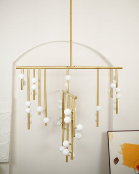 Brass Glass Drop Chandelier