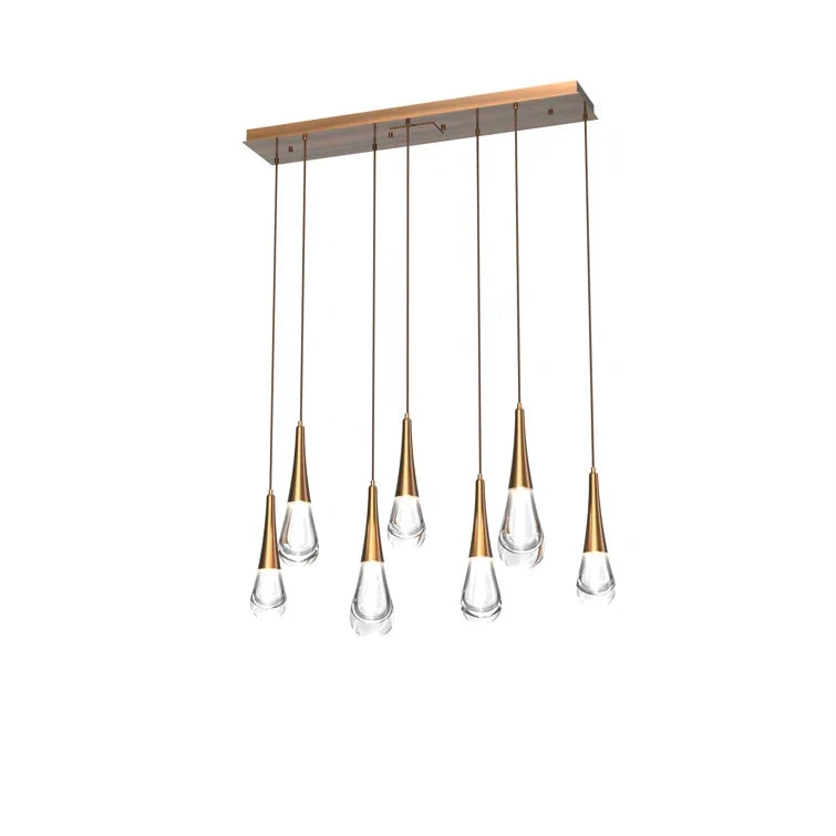 Rain 7-Light Linear Chandelier Pendant For Living room Family room Dining Room Bedroom