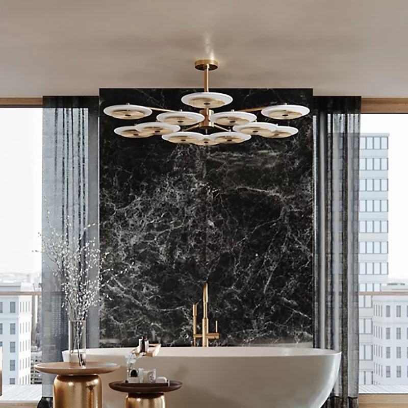 Merlin Lamps Ovo Ice Glass Round Chandelier 56.75"