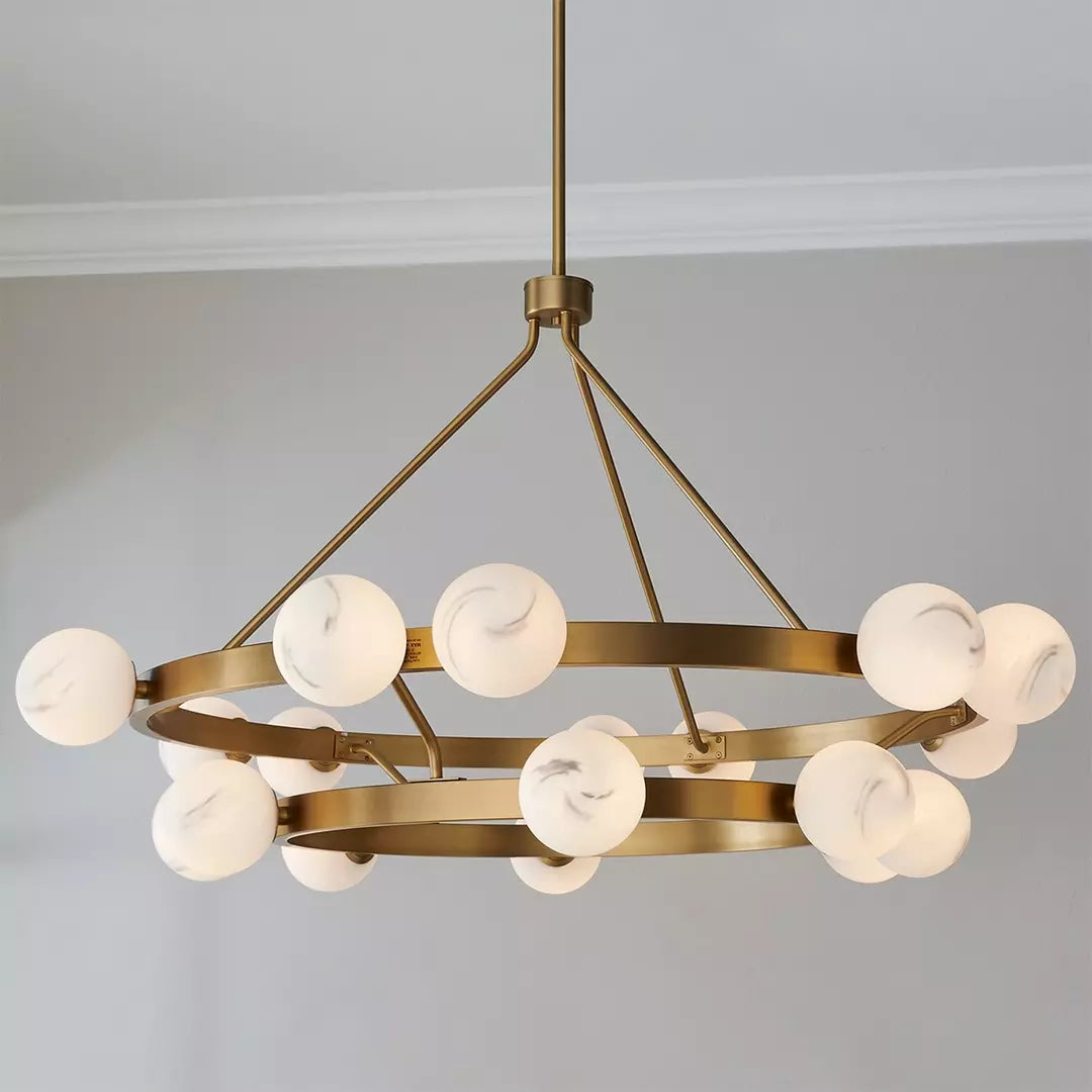 Merlin Modern Remolina Alabaster 2-Tier Chandelier For Living Room Dining Room