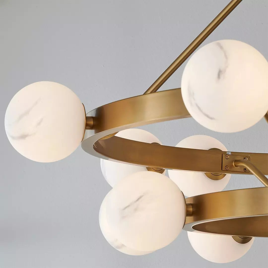 Merlin Modern Remolina Alabaster 2-Tier Chandelier For Living Room Dining Room