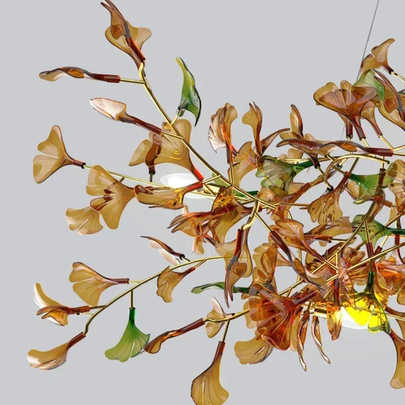 Collar Branch Glass Leaf Linear Chandelier