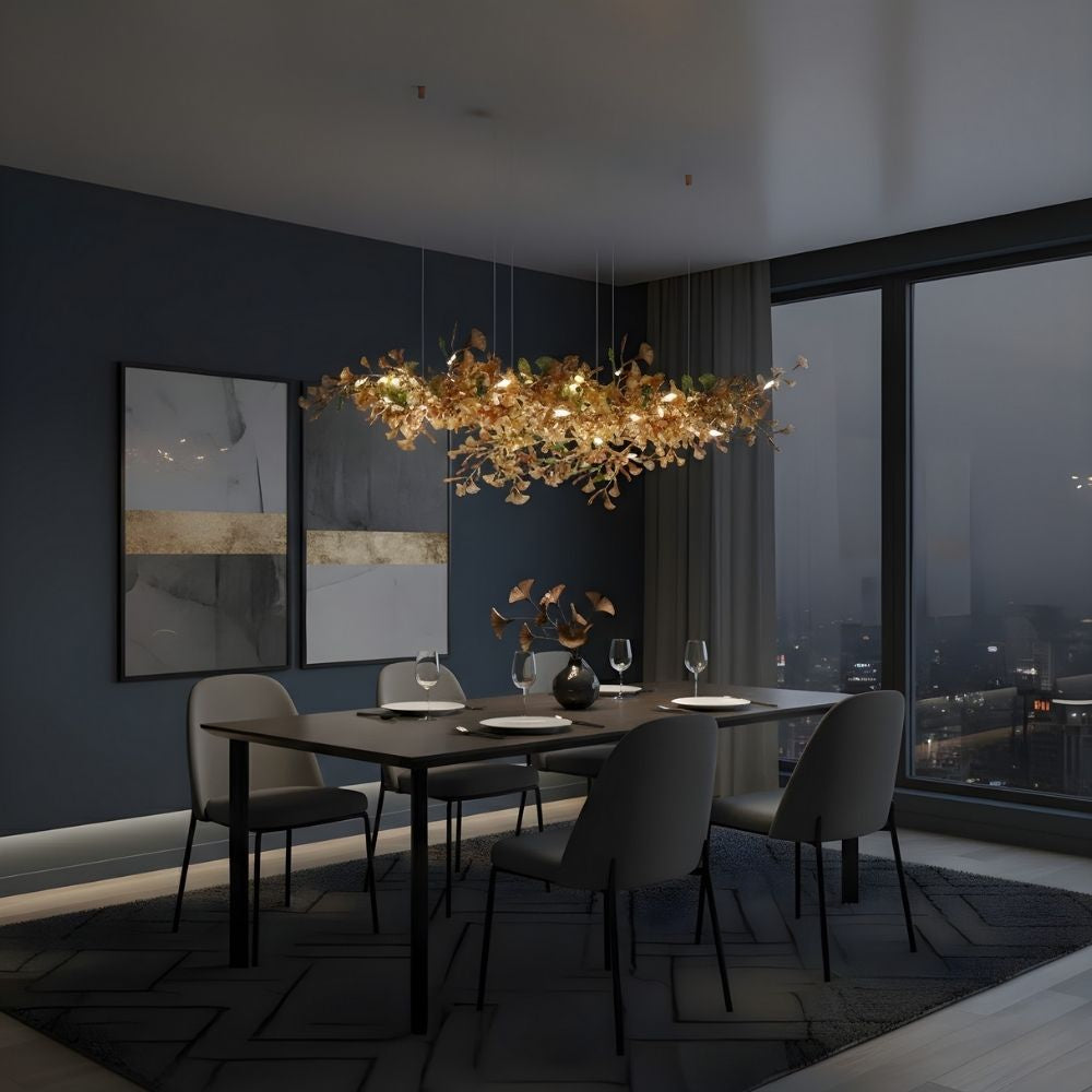 Collar Branch Glass Leaf Linear Chandelier