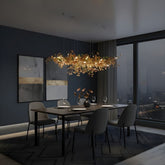 Collar Branch Glass Leaf Linear Chandelier