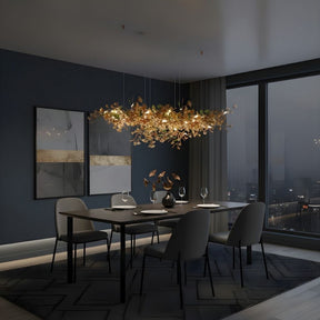 Collar Branch Glass Leaf Linear Chandelier