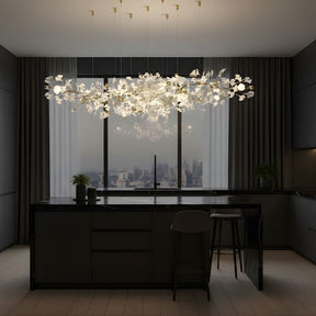 Collar Branch Glass Leaf Linear Chandelier