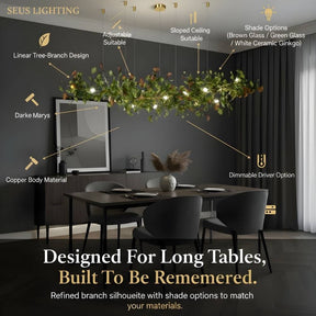 Collar Branch Glass Leaf Linear Chandelier