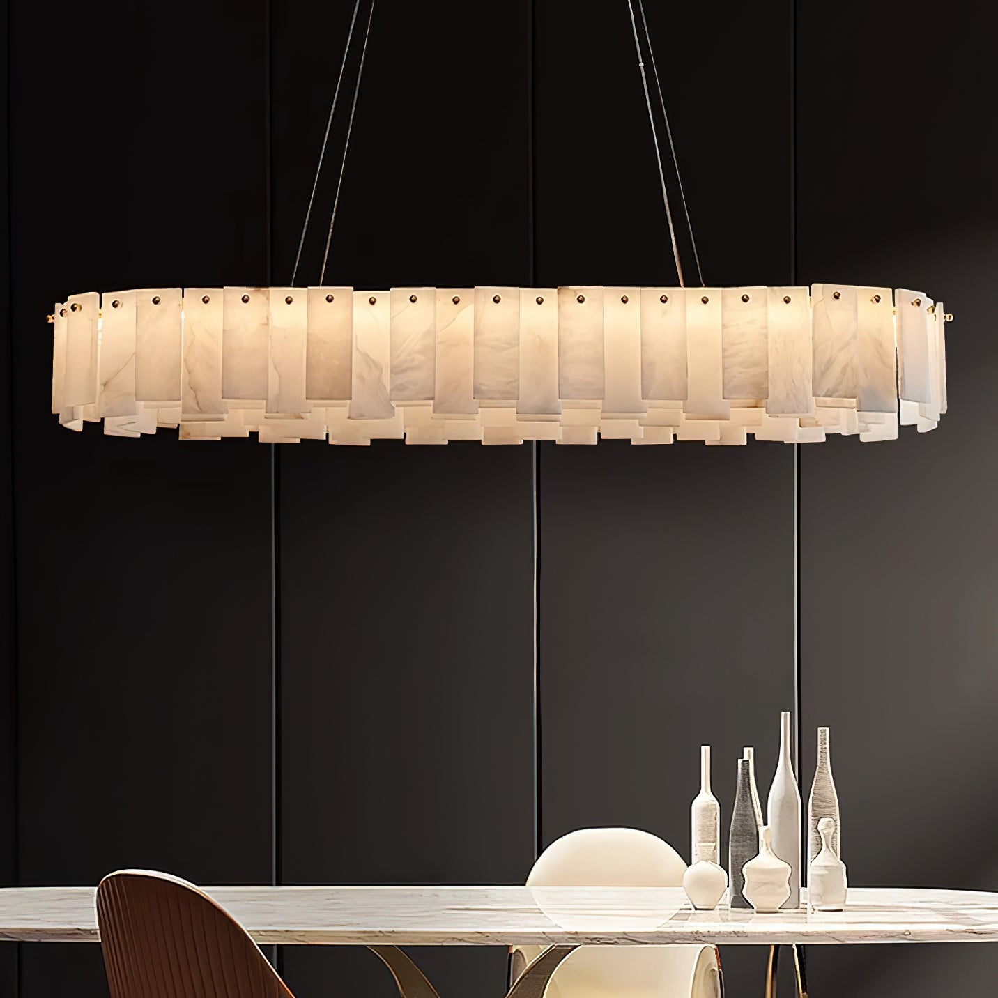 Mancy Alabaster Round Chandelier Lighting Fixture