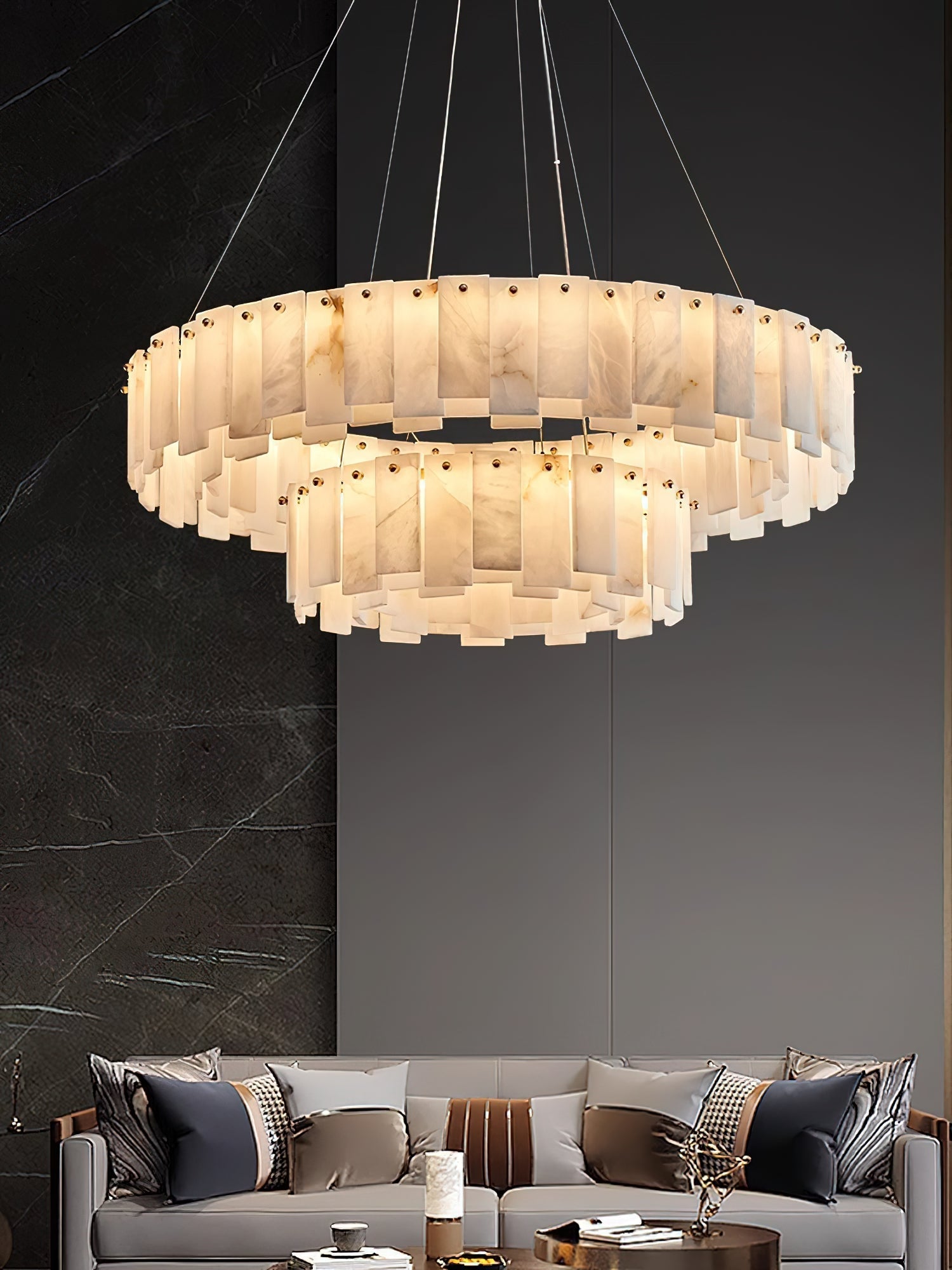 Mancy Alabaster Round Chandelier Lighting Fixture