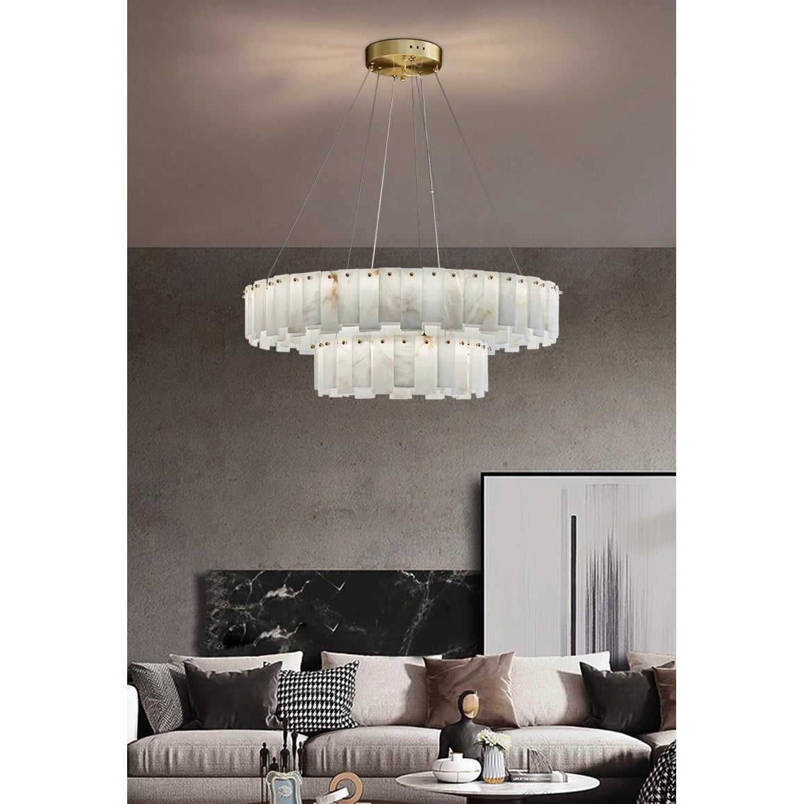 Mancy Alabaster Round Chandelier Lighting Fixture