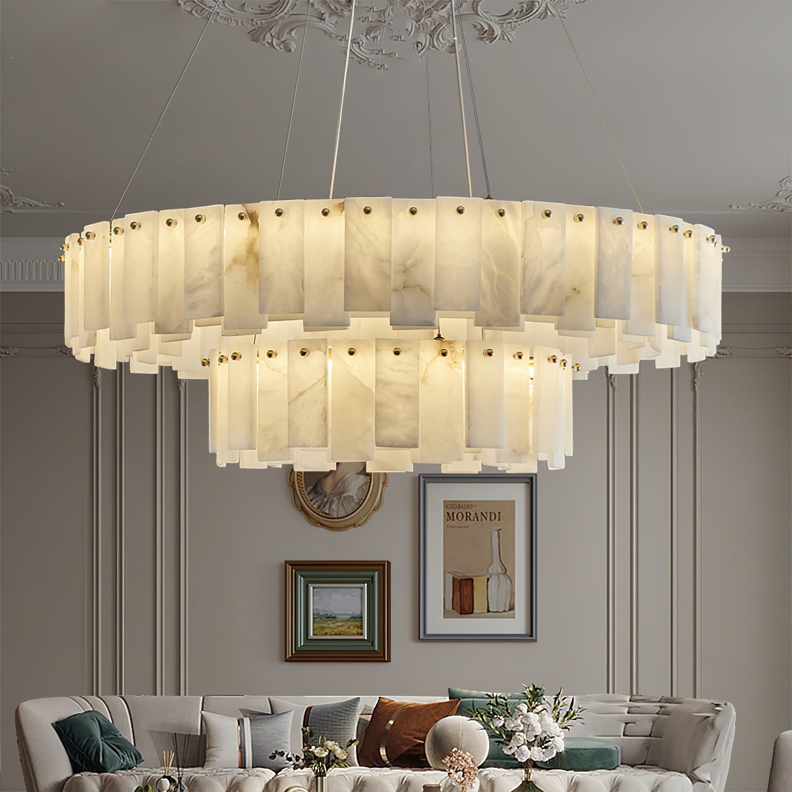 Mancy Alabaster Round Chandelier Lighting Fixture