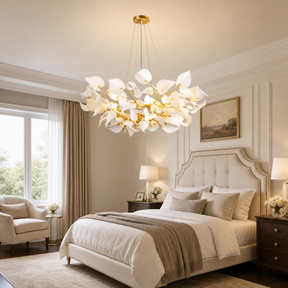 Ceramic Heart-shaped Blade L1500 Pendant Light for Dining - Copper Color 12-Light Sources