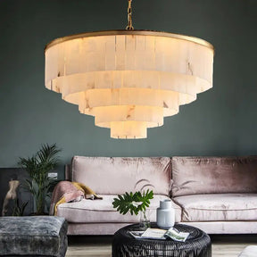 Galadriel Alabaster Multi-Tiered Round Chandelier Lighting