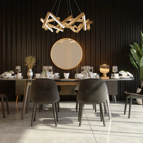 Modern Round/Linear Geometric Aluminum LED Chandelier for Dining Room/Bedroom