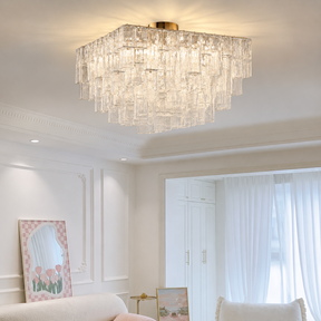 Chandelier Flush Mount Art Deco Glass