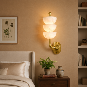 Calista Living Room Wall Sconce  Spanish Alabaster Mid-Century Modern