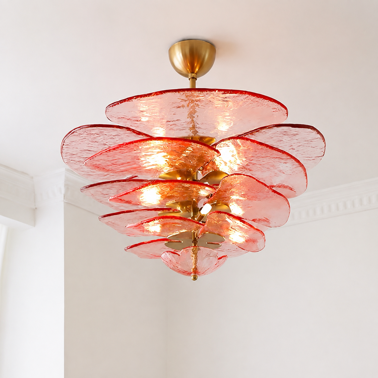 Living Room/Dining Room Chandelier – Artisan Murano Style Petal Cascade