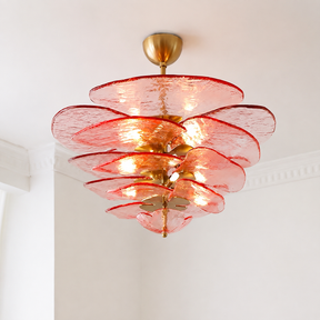 Living Room/Dining Room Chandelier – Artisan Murano Style Petal Cascade