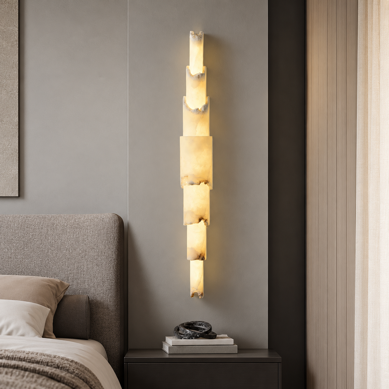 Stravelle  Bedroom Wall Sconce  Layered Alabaster Organic Modern