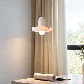Discora  Bedroom Pendant Light  Alabaster Disc Minimalist