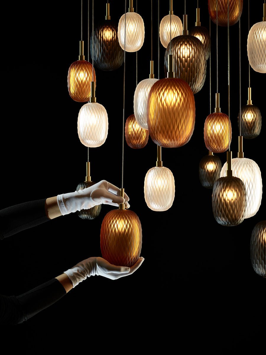 Galaxy Chromatic Gem Drop Spiral  Chandelier