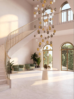 Galaxy Chromatic Gem Drop Spiral  Chandelier