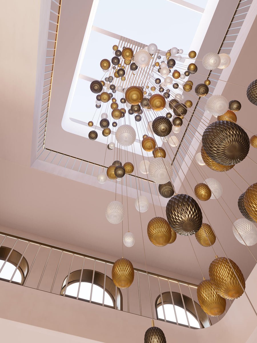 Galaxy Chromatic Gem Drop Spiral  Chandelier