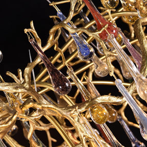 Colorful Raindrop Brass Branch Chandelier - Vakkerlight