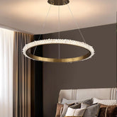 Contemporary K9 Crystal Halo Circle Foyer Chandelier