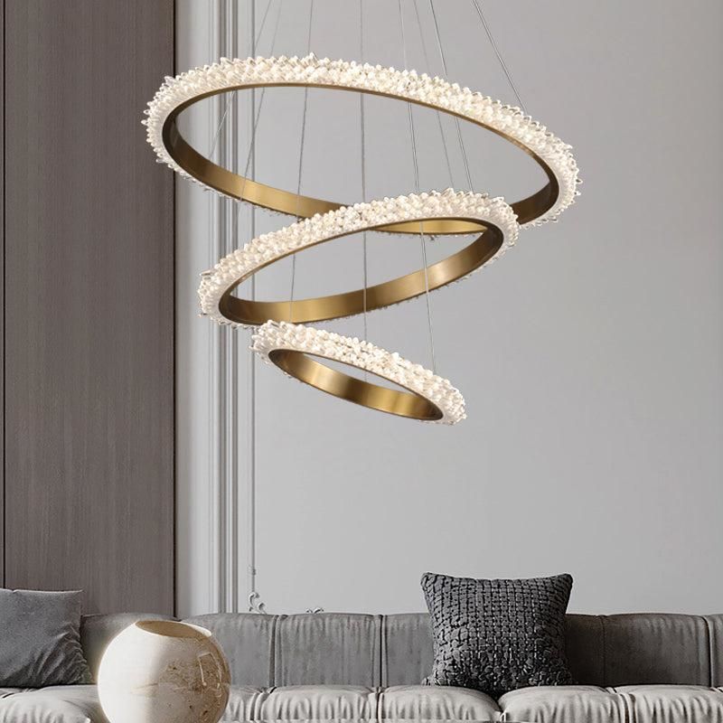 Contemporary K9 Crystal Halo Circle Foyer Chandelier