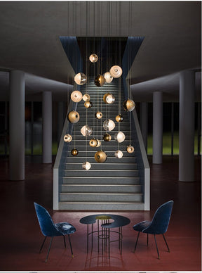Cosmic Sphere Cascade Glass Chandelier
